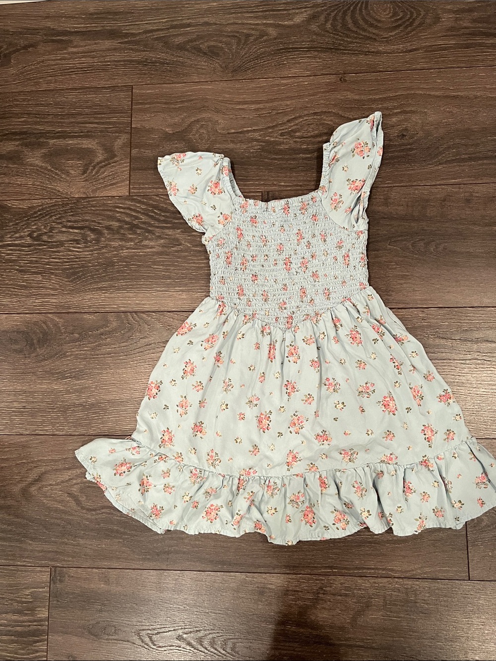 The Children's Place Pale Blue Floral Smocked Ruffle Dress